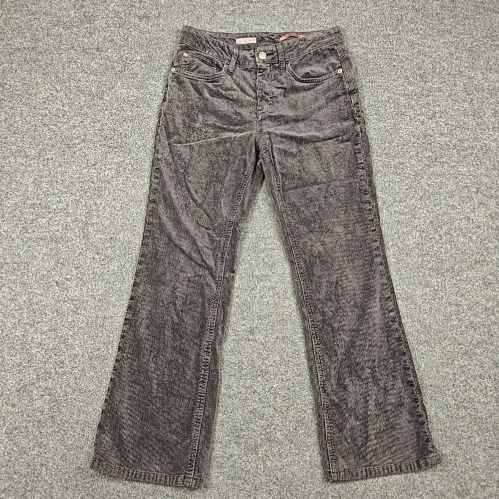 Pilcro Pants Womens 27 Gray Corduroy Khakis Straight Leg Mid Rise Stretch Casual